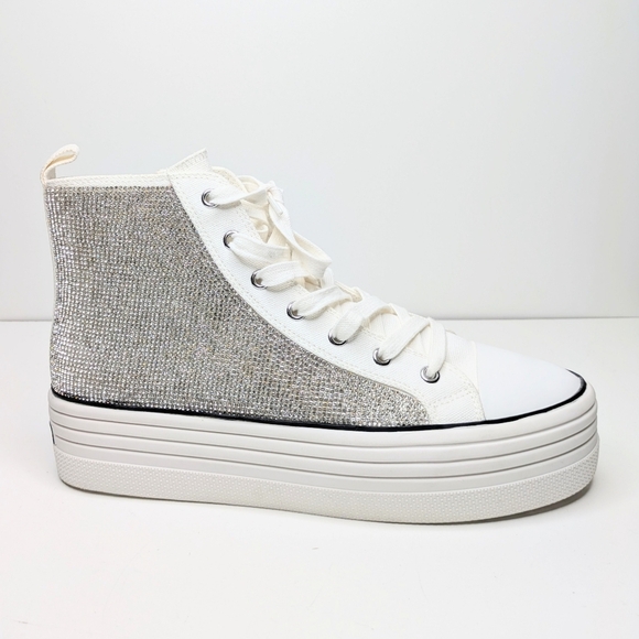 Steve Madden Berker Rhinestones High Top Platform Side Zip Women's Size 10 - Picture 1 of 8